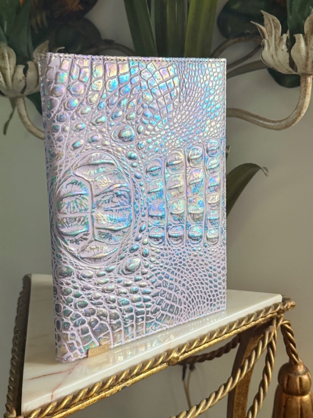 💜 NWOT Brahmin Violet Wonderland Iridescent Leather Journal Front EYE 💜 - Picture 2 of 13
